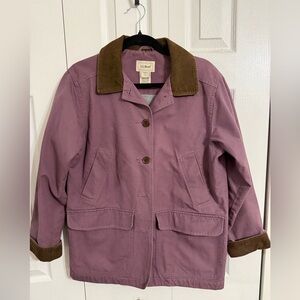 L.L. Bean Women's Purple Chore Barn Jacket with Brown Corduroy Accents size S
